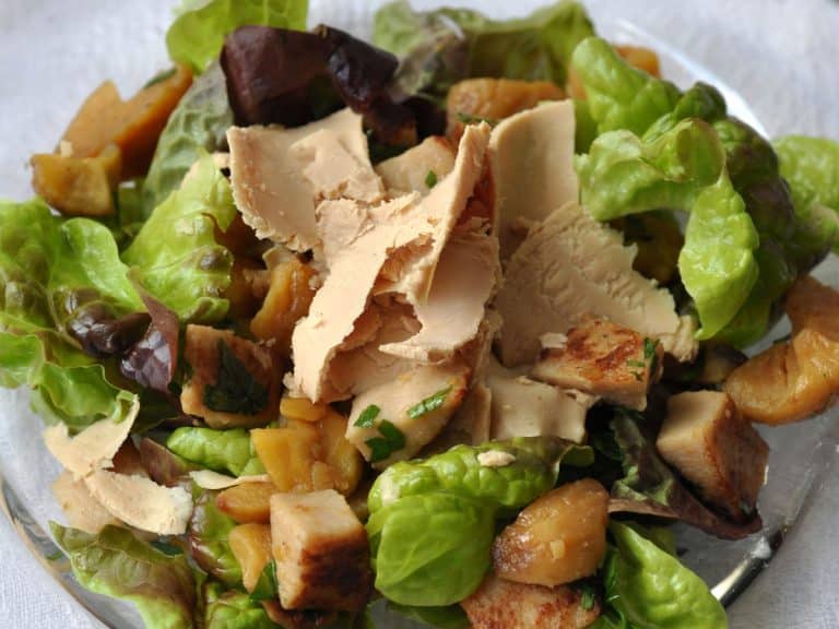 Ma recette de l&rsquo;été : la salade au boudin blanc, châtaignes et foie gras Labeyrie